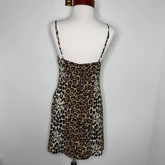 Speechless Leopard Print Mini Slip Dress Small Y2K 90s Spaghetti Strap Cowl Neck - Picture 4 of 9